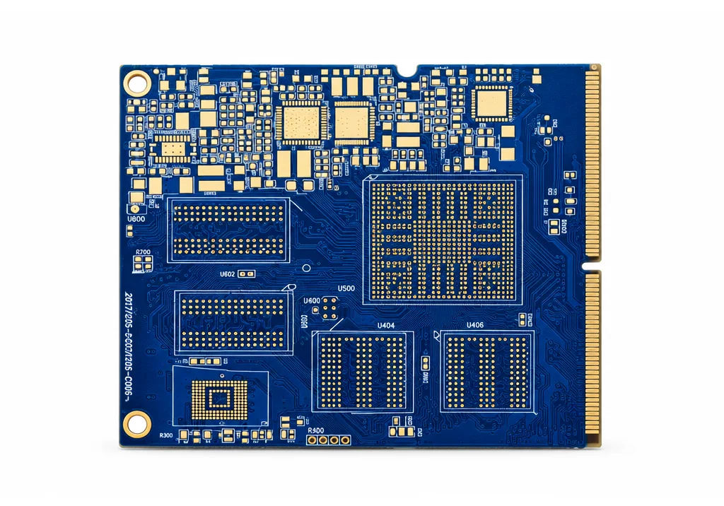 High-speed BGA module PCB with gold edge fingers, a typical Isola 370HR or FR408HR build