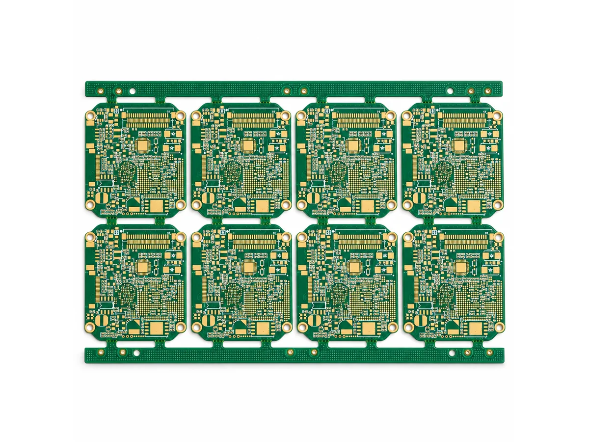 Eight-up production panel of green high-Tg FR-4 PCBs on ITEQ laminate