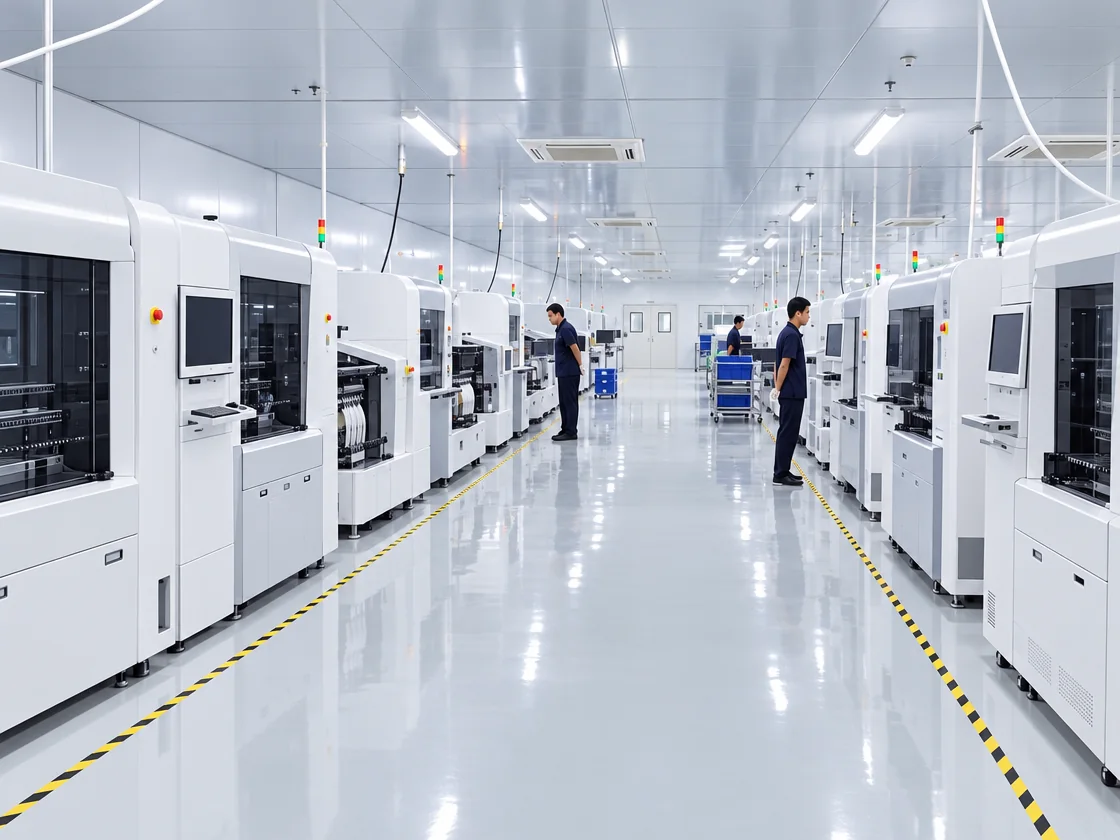SMT production floor with automated assembly lines at an AstroPCB partner factory